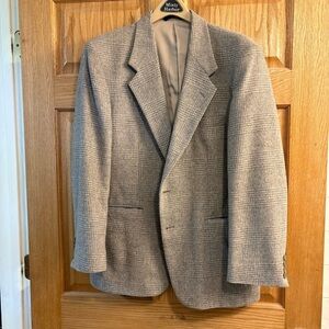 Farah Tweed Blazer Sport Jacket Coat Mens 42R Gray Window Pane Wool Blend